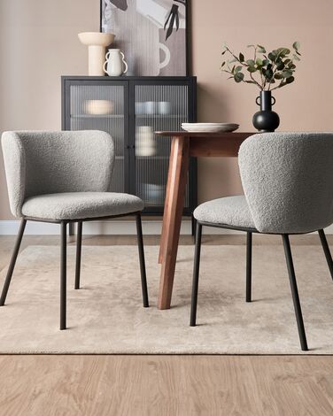 Set of 2 Boucle Dining Chairs Grey MINA