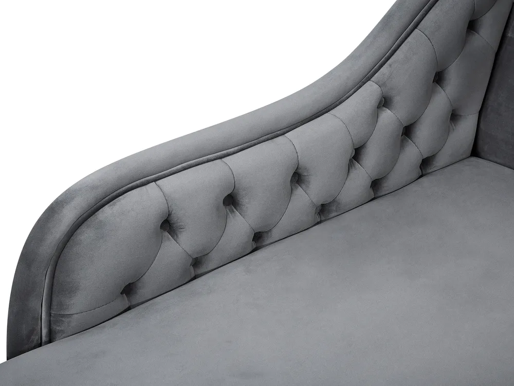 Right-Hand Chaise Longue NIMES Velvet Grey_712491