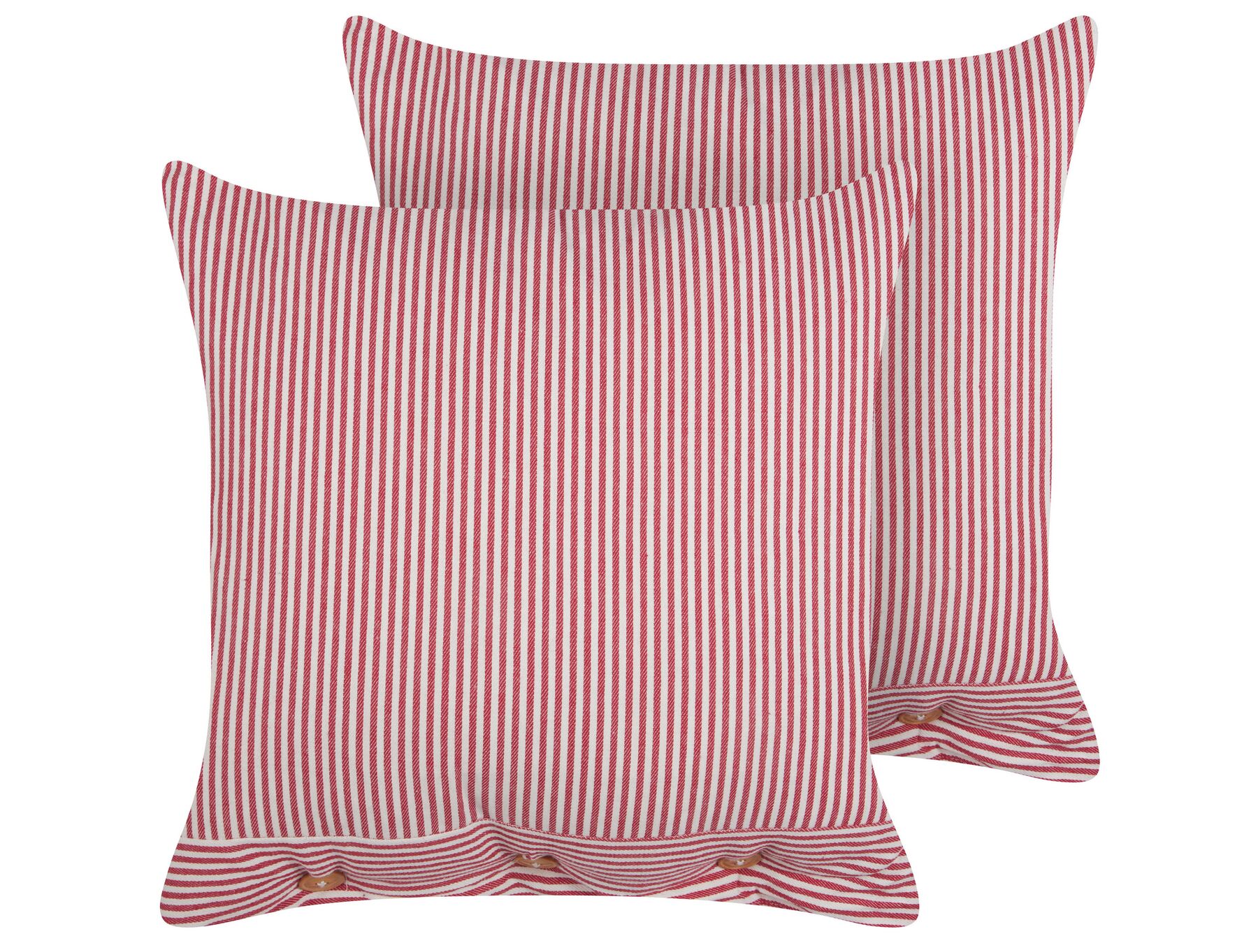 Conjunto de 2 cojines decorativos de algodón a rayas rojo y blanco 45 x 45 cm AALITA_902640
