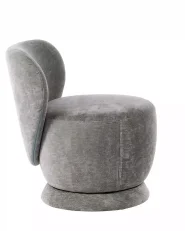 Swivel Armchair BLOMMA Chenille Light Green_1163723