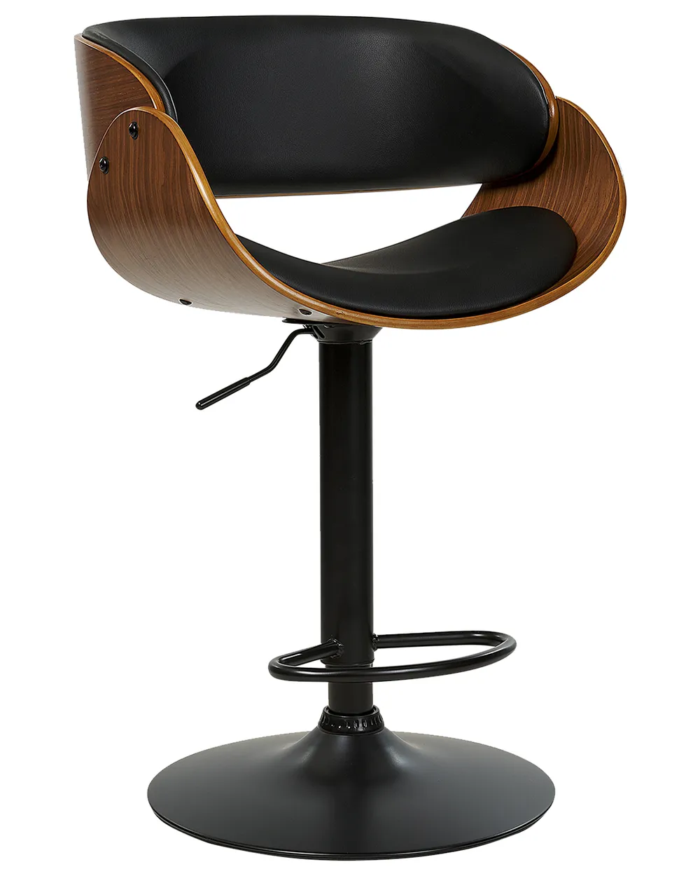 Set of 2 Bar Chairs BAKU II Swivel Faux Leather Black_953013