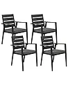 Conjunto de 4 sillas de jardín con cojines TAVIANO Metal Negro