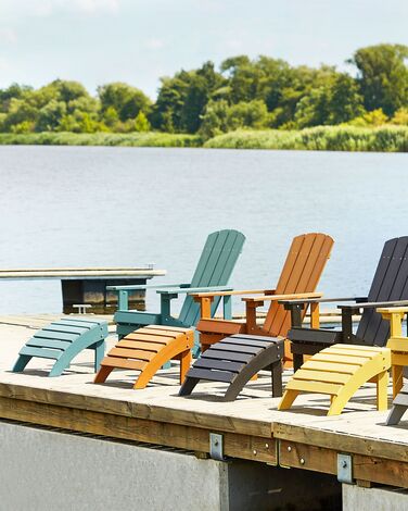 Garden Chair with Footstool Turquoise Blue ADIRONDACK