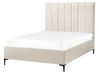 Cama con almacenaje de bouclé blanco crema 140 x 200 cm SEZANNE_939741