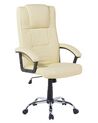 Cadeira de escritório com função de massagem e aquecimento em pele sintética creme COMFORT II_800851