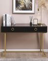 Home Office Desk / 2 Drawer Console Table Black with Gold WESTPORT_809730