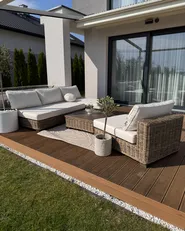 Garden Lounge Set with Table 4 Seater VARALLO Modular Rattan Grey Left Hand_979199