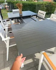 Extending Garden Dining Table PANCOLE 168/248 cm 100 cm Metal Grey_1017062