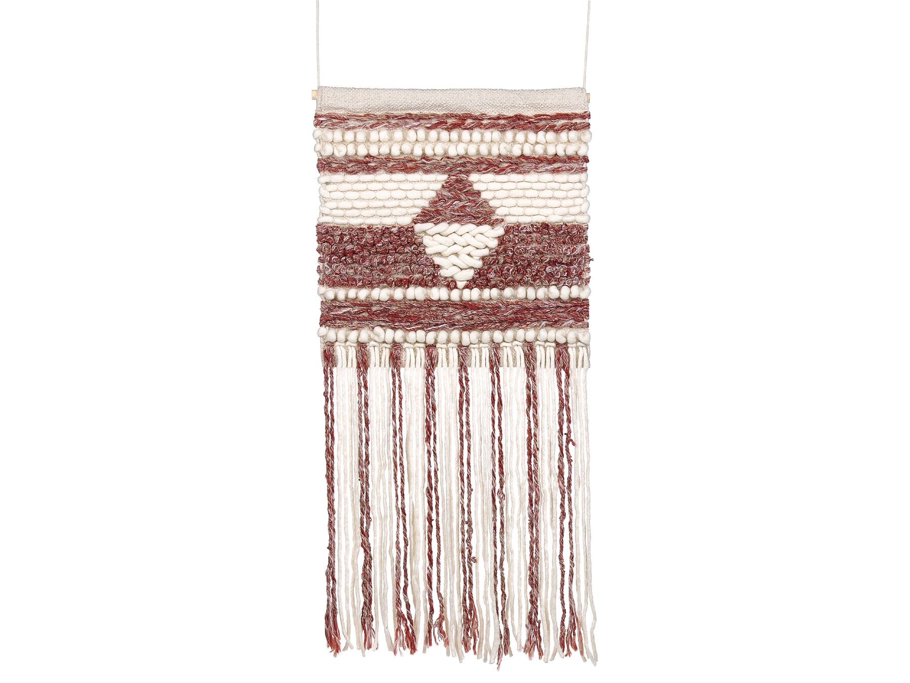 Wool Macramé Wall Hanging Red and Beige SAIF_847615
