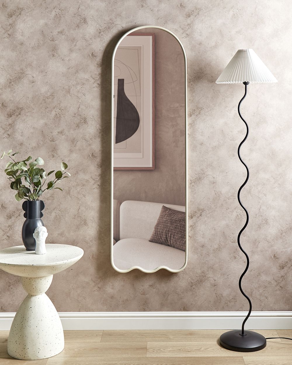 Lustro ścienne BUSSY 45 cm 145 cm Metal Złamana biel