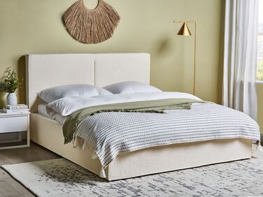 Boucle EU King Size Ottoman Bed Off-White MOISSAC