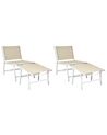 Gartenstuhl Aluminium beige mit Fusshocker 2er Set MARCEDDI_928415