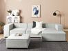 Left Hand 3 Seater Modular Linen Corner Sofa with Ottoman Grey APRICA_874430