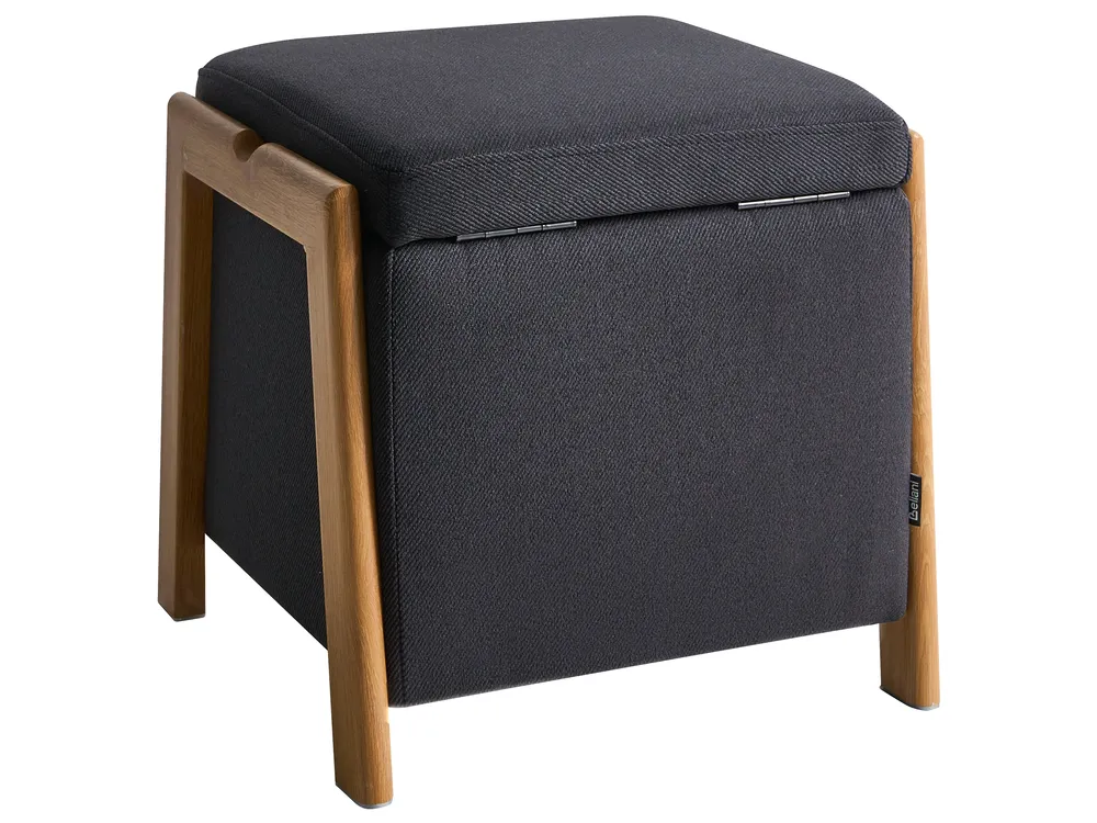 Set da salotto 3 posti EDLAND con Pouf Tessuto Nero_1041022