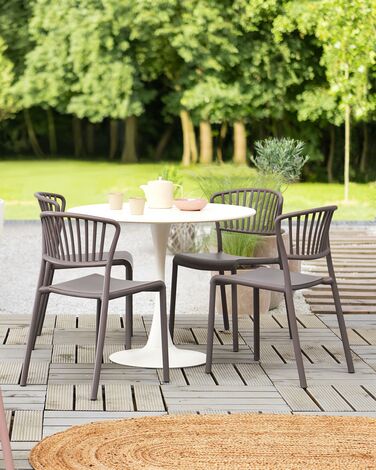 Set of 4 Plastic Dining Chairs Taupe GELA