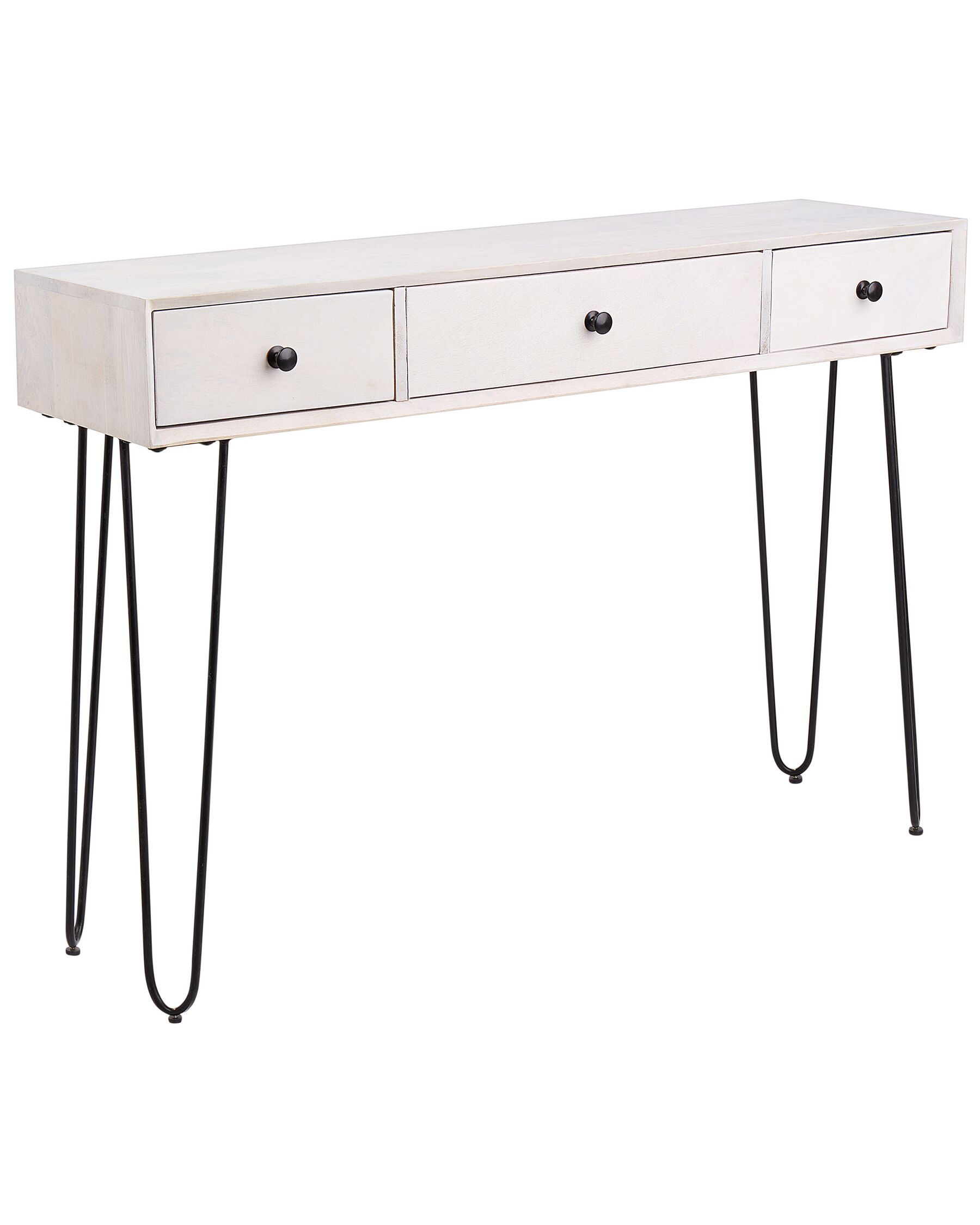 3 Drawer Mango Wood Console Table Off White MINTO_892083