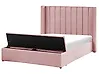 Bed with Storage Bench NOYERS Velvet Pink 140 x 200 cm (EU Double)