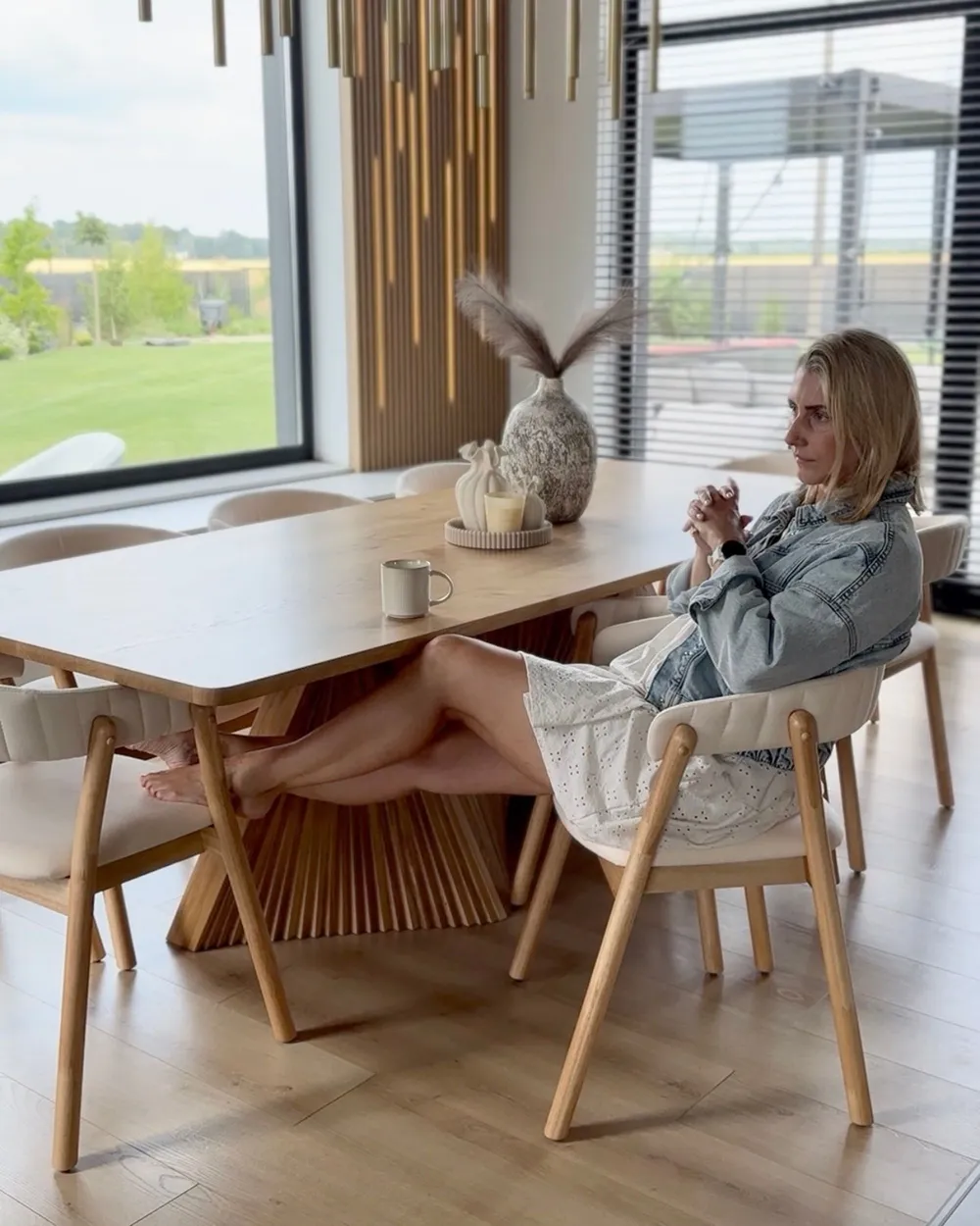 Set of 2 Dining Chairs MYLO Fabric Light Brown/ Off-White_1119061