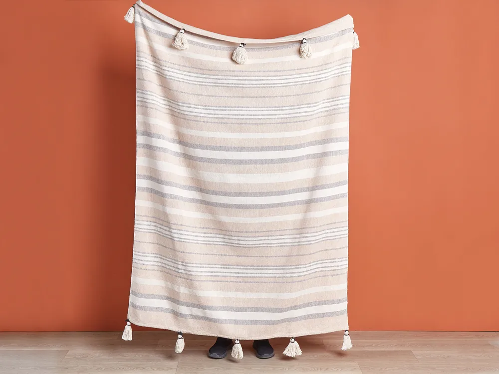 Blanket YARSELI Cotton 130 x 170 cm Beige_864055