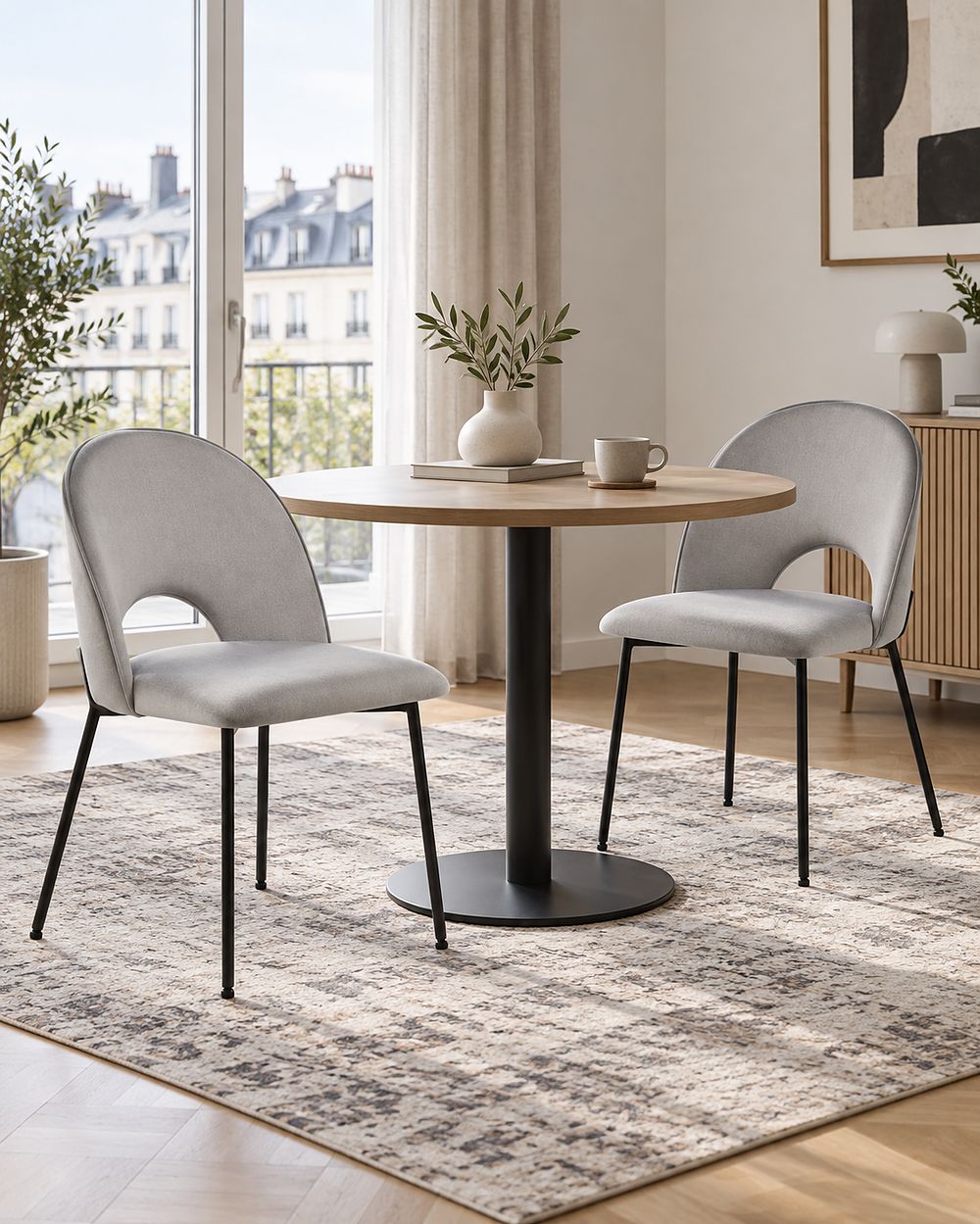Set de 2 scaune dining COVELO Catifea Gri
