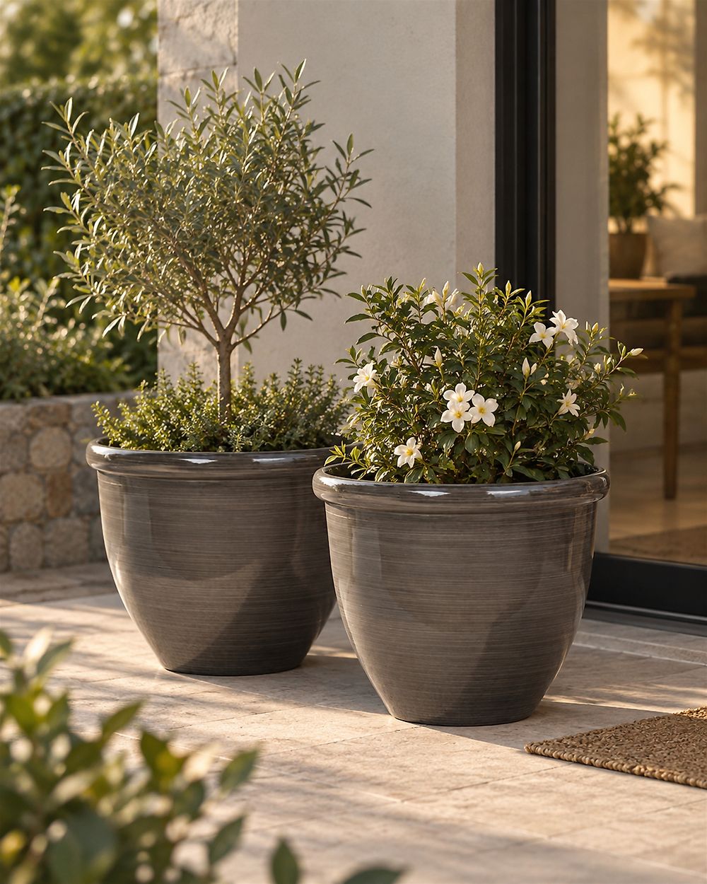 Supports Pour Pots De Fleurs Jasaly - Lot De 2 En Bois Naturel - Taille M (17x9cm) - Pour Intérieur/Extérieur