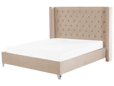 Sametová postel 180 x 200 cm béžová LUBBON