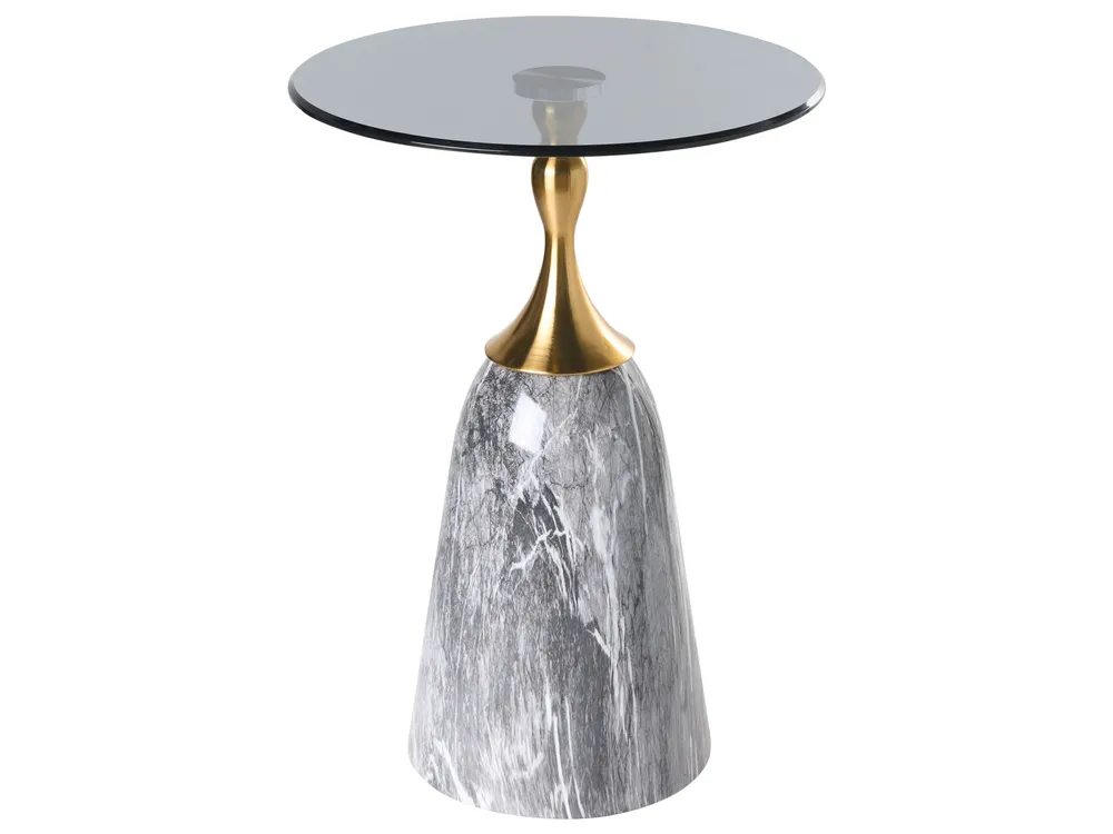Side Table CARTER Tempered Glass Grey Marble
