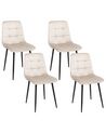 Lot de 4 chaises de salle à manger en velours taupe POWELL_929246