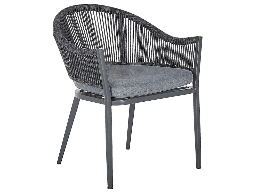 Garden Dining Set 4 Seater MILETO with Cushions Metal Grey_808150