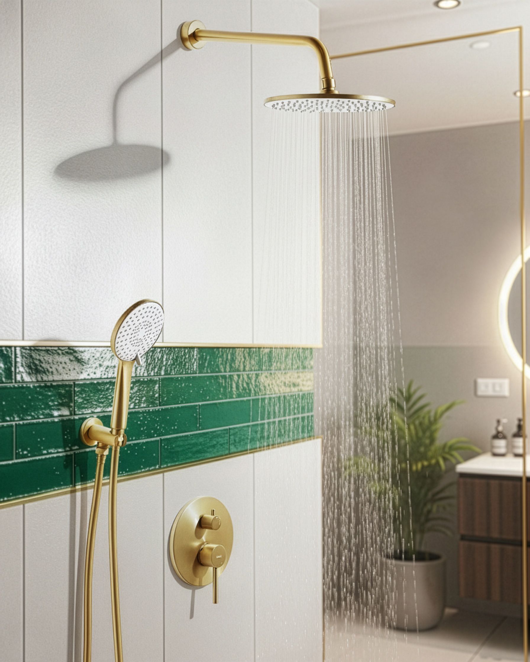 Zestaw prysznicowy podtynkowy z deszczownicą złoty PUELO_1000166
