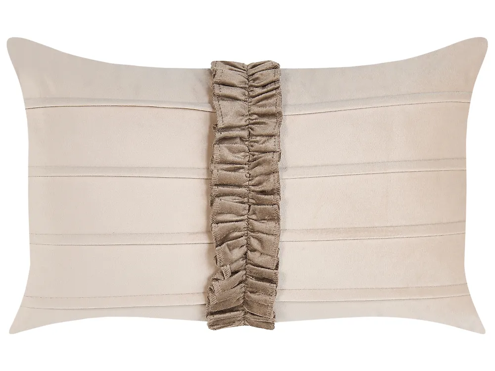 Set of 2 Decorative Cushions BELLE 30 x 50 cm Velvet Light Beige Solid_1168720