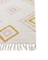 Tapete com padrão geométrico em algodão branco creme 140 x 200 cm LASHE_907999