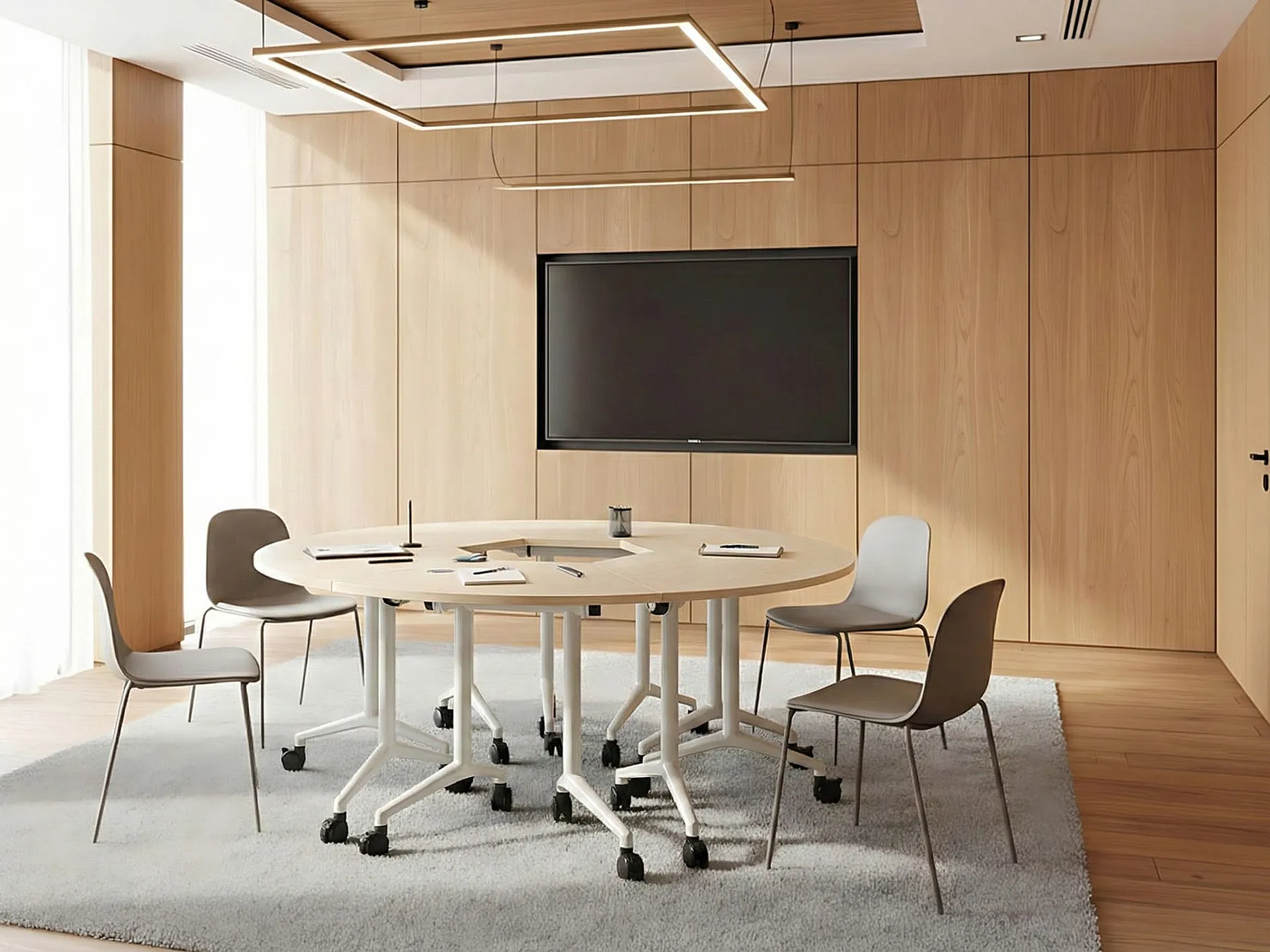 Foldable Corner Desk Module CAVI 90 cm 64 cm Light Brown_1030787