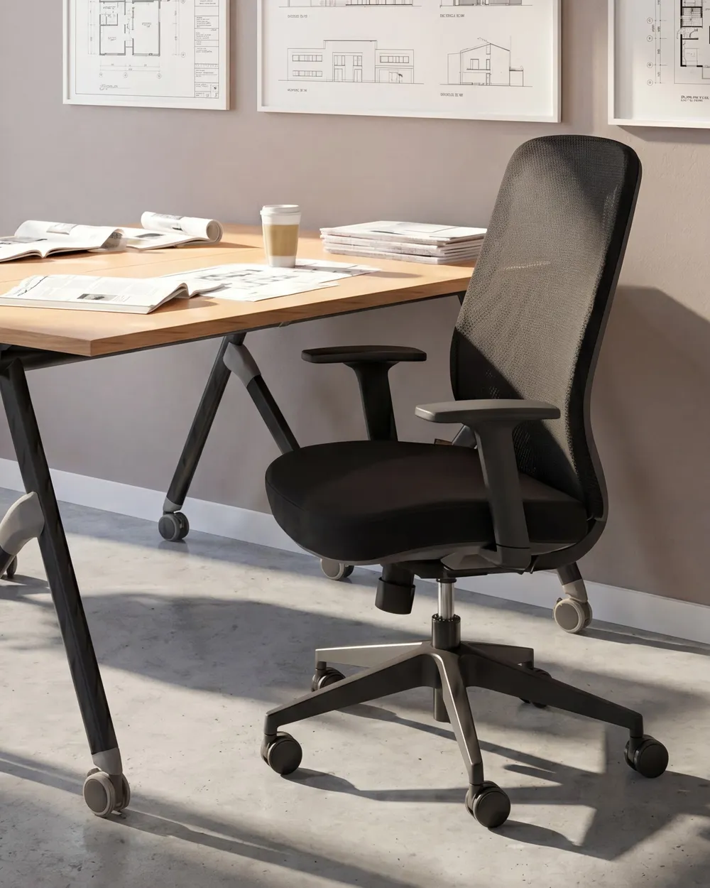 Sedia da ufficio ZELAR Tessuto Nero_1085302