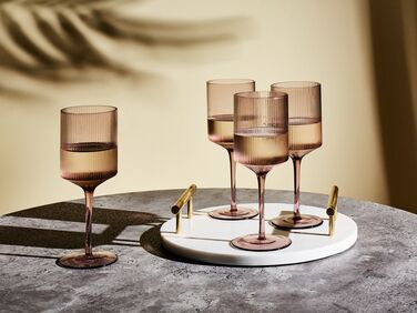 Set of 4 Wine Glasses 38 cl Pink AMETHYST