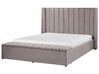 Zamatová posteľ s úložným priestorom 160 x 200 cm sivá NOYERS_764920