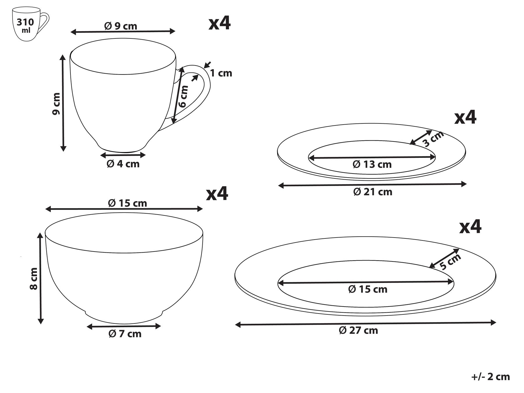 Set of 16 Dinnerware COWSLIP Porcelain White_957306