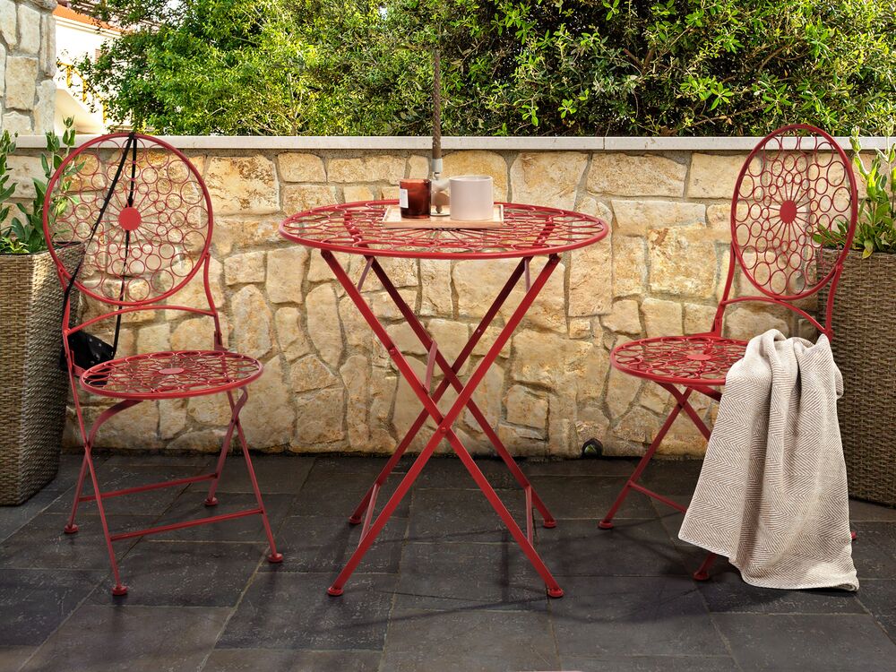 Bistro Set Folding SCARIO Metal Red