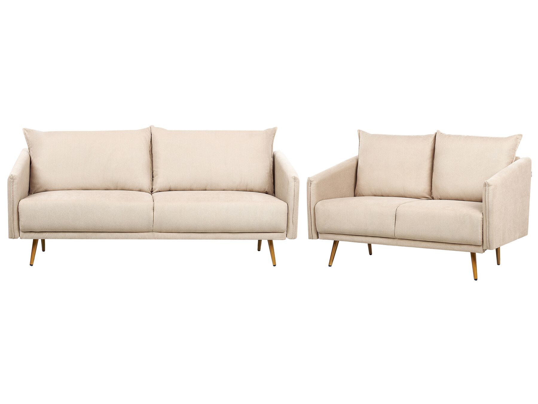 Sofa Set Samtstoff beige 5-Sitzer mit goldenen Beinen MAURA_913002