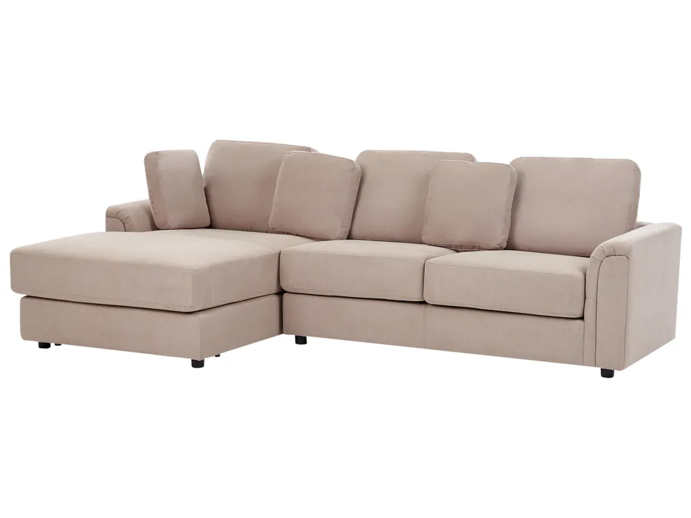 Corner Sofa 4 Seater KOHLO with Ottoman Fabric Taupe Right Hand_945124