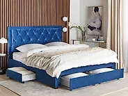 Bed with Storage Drawers LIEVIN Velvet Navy Blue 180 x 200 cm (EU Super King)_1186378