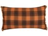 Set of 2 Fringed Cushions Chequered Pattern 40 x 70 cm Orange BARJA_902669