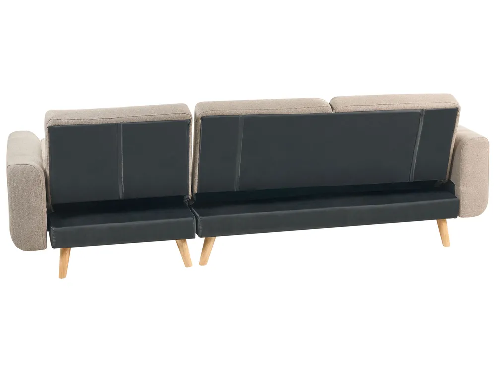 Corner Sofa Bed 3 Seater KAARINA Fabric Light Brown Right Hand_1100031