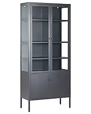 Glass Display Cabinet OXTED 80 cm Metal Black_850456
