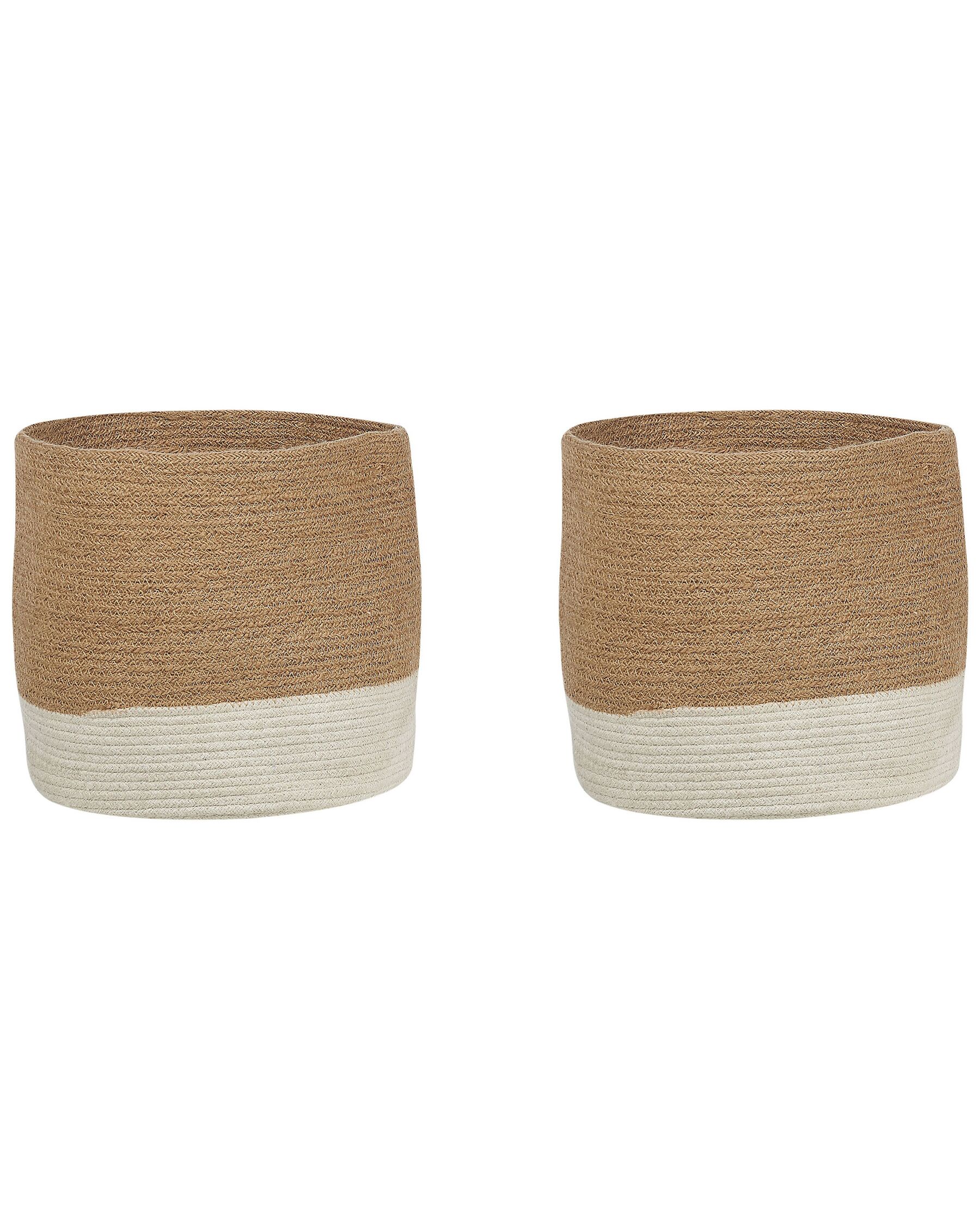 Set di 2 cesti iuta beige e bianco BULANIK_840454