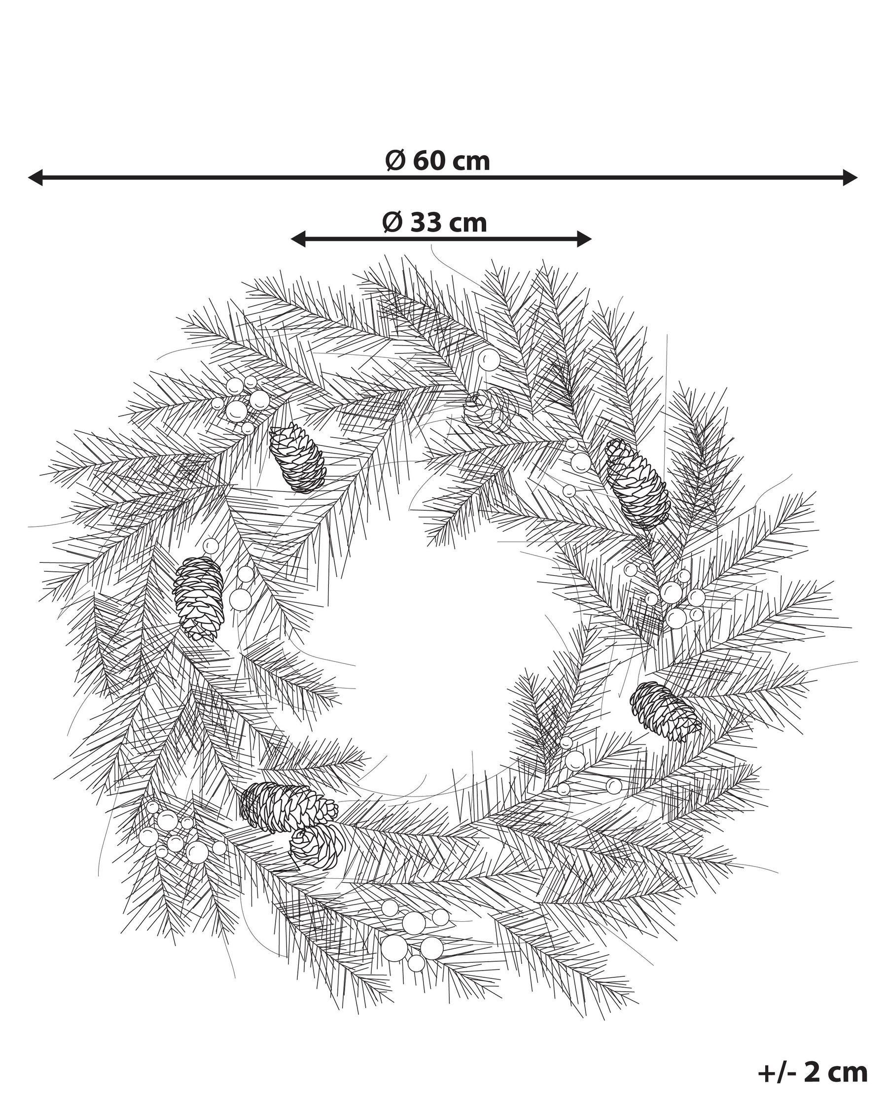 Pre-Lit Christmas Wreath ⌀ 60 cm Green ELBRUS_881162