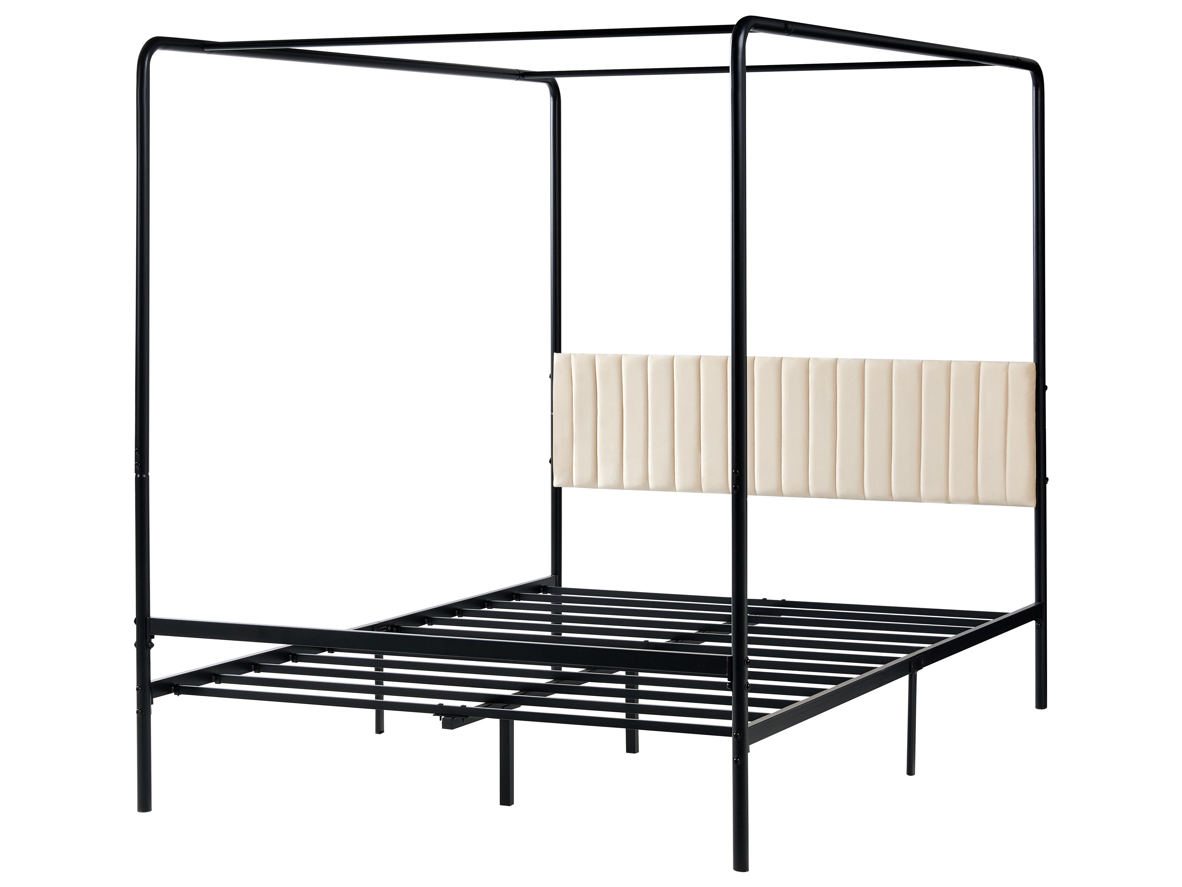 Four Poster Bed Metal MIRABEAU 140 x 200 cm (EU Double) Black_1033510