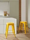 Set of 2 Bar Stools CABRILLO Metal Yellow
