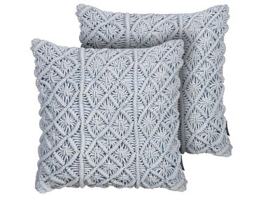 Sierkussen set van 2 macramé blauw 45 x 40 cm GOREME