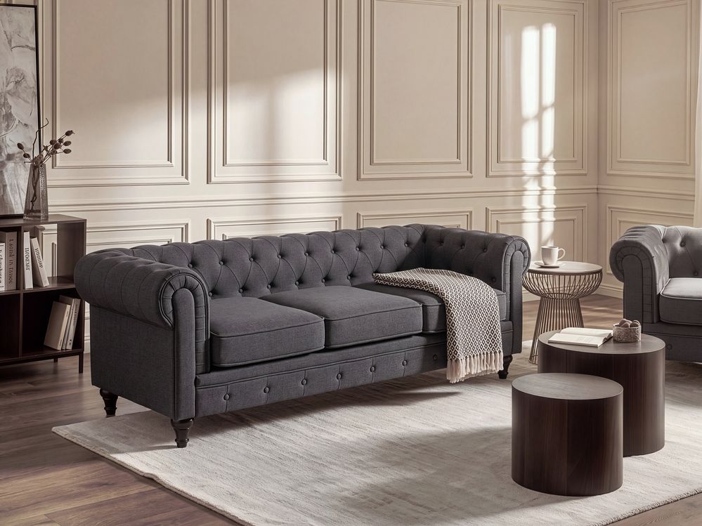 Sofa dla 3 osób CHESTERFIELD Szary